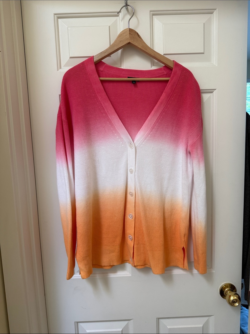 Talbots Women’s Gradient Pink White Orange Button Cardigan